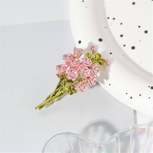 Image of Elegant Pink Lily Flower Brooch Pin for Women - Rhinestone Lily Lapel Pin for Coats, Jackets, and Sweaters