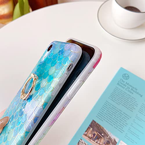 Qokey Compatible For Iphone Se Case 2022/2020,Iphone 8 Case,Iphone 7 Case,Cute Fashion 360 Degree Rotating Ring Holder Kickstand Slim Soft Tpu Shockproof Protective Cover For Iphone 8/7/Se,Dreamy Blue #TOP5