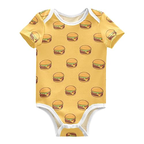 JHKKU Hamburger Unisex Baby Short-Sleeve 100% Cotton Bodysuits Newborn Infant Neutral Outfits Jumpsuit 6 Months