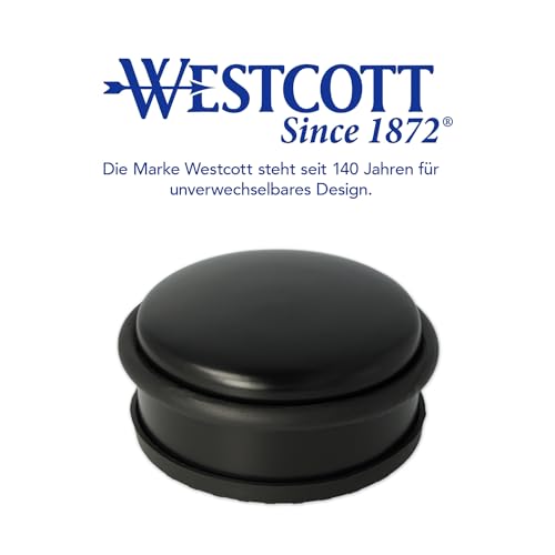 Westcott Türstopper aus Edelstahl Schwarz | Runder Türstopper mit 1,2kg Eigengewicht | Türschonender Gummiring | Extra rutschfeste Unterseite | ⌀ 10cm, Höhe 4cm | Stabil bei Durchzug | E-19002 00