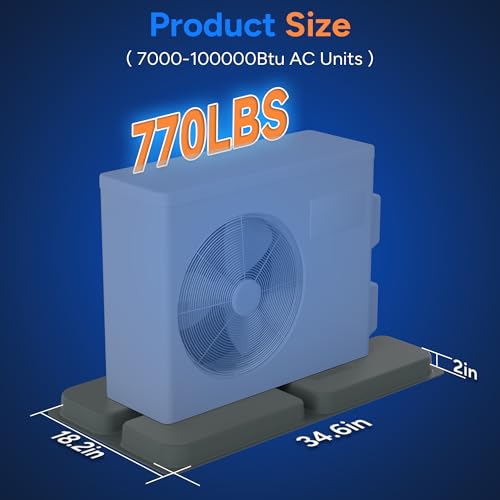 Image of Mini Split Pad for Condenser: Ground Base for Air Conditioner Outdoor Condenser Units, Plastic Equipment Pad for Ductless Minisplit Heat Pump Systems HAVC, Gray, 34.6 inch x 18.1 inch x 2 inch