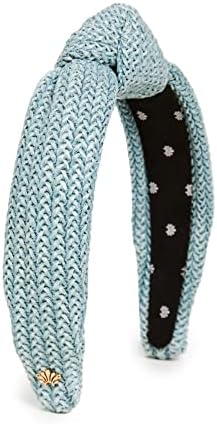 Lele Sadoughi Women's Braided Raffia Knotted Headband, Pacific Sky, Blue, One Size