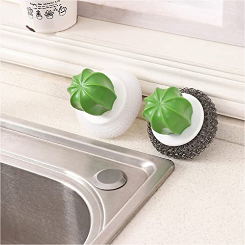 Image of Cactus Shaped Brush with Handle Remover Detachable Dish Bowl Ball Dish Pot Sink Washing Tool Kitchen Scrubber for Kitchen Black