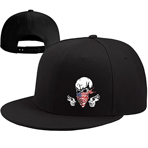 Skull Hat Snapback Hats For Men Flat Bill Hats For Men Women American Flag Skeleton Hand Black Hats Men Bone Fitted Baseball Hats Fingers Cap Adjustable Snap Back Teen Hats For Boys #TOP8