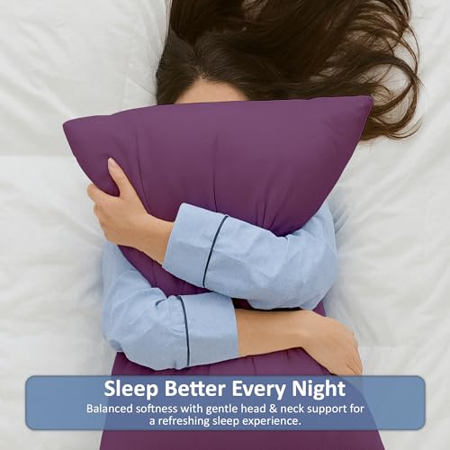 Image of ARLinen Sleeping Pillow Filler Set of 2 - Non-Woven Fabric, Fluffy Cotton Filling, Home, Hospital, Hostel & Travel Use - Wine Purple 20x30 Inch