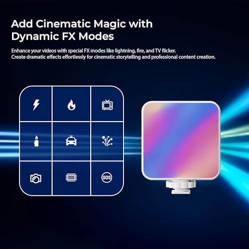 Image of Digitek (LED-D6W RGB) Portable Mini RGB LED Video Light with inbuild Battery & 360 HSI, 3000K-6000K, 8-Level Control, 9 Special FX Modes, Type-C Charging, 2hr Battery, for Photography & Videoshoots