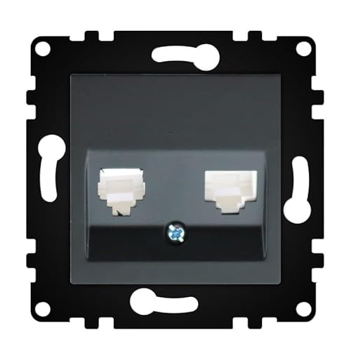 VoltShine Dual-Internet-Telefonadapter – Grau PJ. Verschönern Sie Ihren Arbeitsplatz mit diesem eleganten Stecker, der modernes Design und Funktionalität verbindet, ideal für diejenigen, die Stil