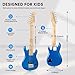 LUCKWBQ 30 Inch Kids Electric Guitar Beginner Kits ST Style Mini Electric Guitar for Boys Girls，Electric guitar Starter Kit w/ 5W Amplifier, Strap, Gig Bag, Strings, tuner，strings，Picks （Blue）