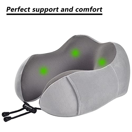 Yirfeikrer Travel Pillow, Best Memory Foam Neck Pillow And Head Support Soft Pillow With Side Storage Bags, For Sleep Rest, Airplane, Car, Family And Travel Use (Grey) #TOP3