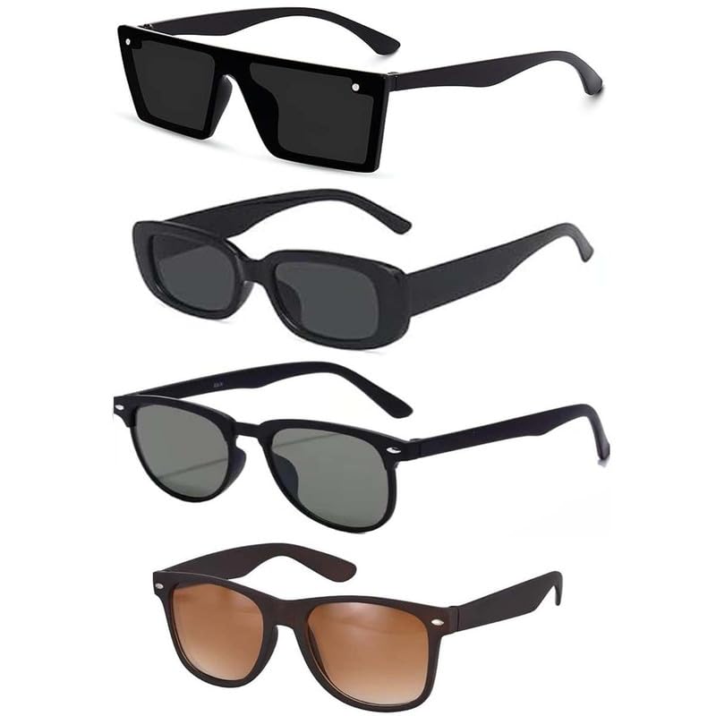 Unisex Combo Pack of 4 UV400 Protection Stylish frame fashion sunglasses for Men and Women - Round Clear with Box-image-29