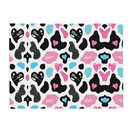 Couverture polaire peau de vache à cœurs plaid canapé 150x200cm - 3
