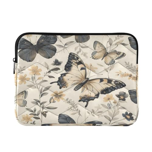Funda para portátil 13-14 pulgadas beige con mariposas