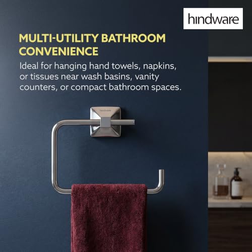 Image of Hindware Stelo Towel Hanger for Wash Basin | Superior Stainless Steel | Space Saving Napkin Holder | Mirror Like Chrome Finish | Corrosion Resistant | Dimension(mm):197 * 74 * 146 | 1-Year Warranty