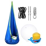 Accesorio completo y fácil instalación: el paquete incluye una bolsa de tela azul, una cuerda colgante de nylon negro, un cojín de asiento aireado transparente, un gancho de resorte de metal, una bomba amarilla, 2 tornillos y 2 tornillos de fijación, fáciles de instalar.