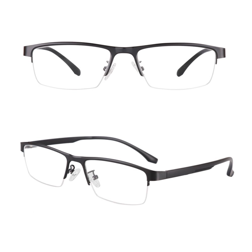 JIETIAN Gafas de Lectura fotocromáticas para Hombre, HD Asféricas Lentes de resina/UV400 Gafas de Sol Marco de Metal,Negro,+0.5