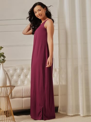 Image of Clovia Sleeveless Long Nighty for Women with Side Slits