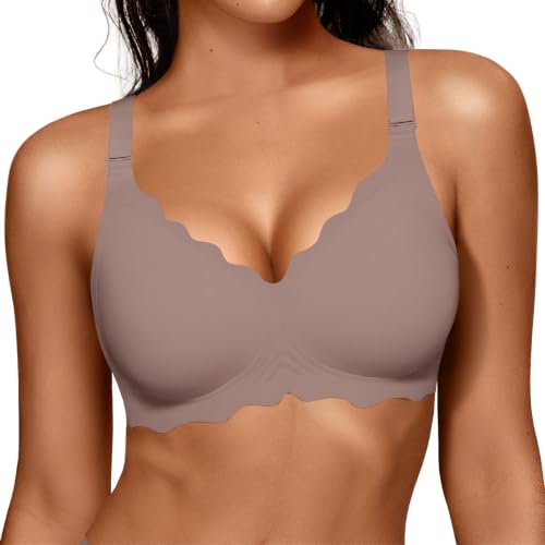 Image of OEAK Women Value Series Jelly Bras Wireless Pushup Convertible Bra | Everyday Essentials,Comfortable Bralettes,No Underwire,Full Coverage,Support Lift,Tshirt,Soft,Seamless,Scalloped