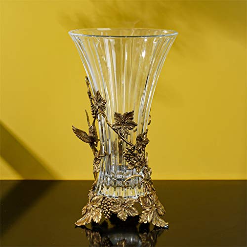 Glazen Tulpenvaas American Style Kristallen Vaas Voor Restauranttafelblad, Open Haard Koperen Decoratie Ambachten (Color : Clear, Size : 19.5 * 19.5 * 34cm) - Afbeelding 3