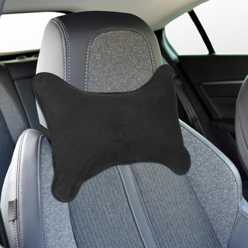ULTECHNOVO Car Neck Pillow, Softness Car Headrest Pillow for Driving with Adjustable Strap, Pack Headrest, Comfortable Ergonomic Design Automotive Neck Support for Travel 11.00X7.86 in?Black?