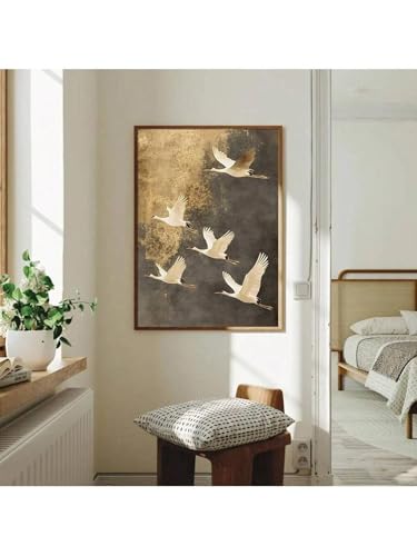 Affiche murale vintage avec oiseaux du milieu du siècle et cadre