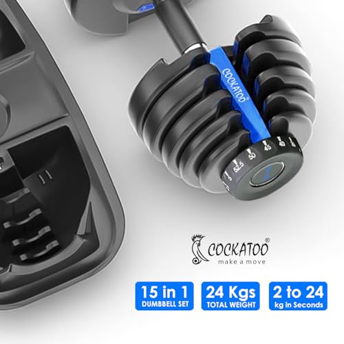Cockatoo Store Cockatoo ADB-01 2.5-24 kg Adjustable Dumbbell Set, Blue - Image 3