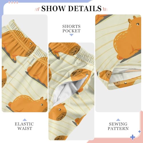 J JOYSAY Cartoon Capybara Beige Pajamas Pants Soft Long Pajama Bottoms Lounge Sleep Pants Size S-XL4