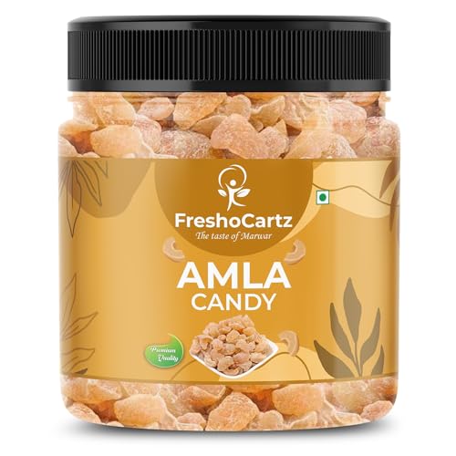 Image of FreshoCartz Dried Sweet Amla Candy | Indian Organic Dry Gooseberries | Avla Candies Without Edit Sugar - Jar Pack (Dried Gooseberry, 300 Gram (Pack Of 3))