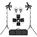 LimoStudio LED Day Light Bulb 2 pcs x Continuous Barndoor Light Stand Kit for Photography Photo Studio