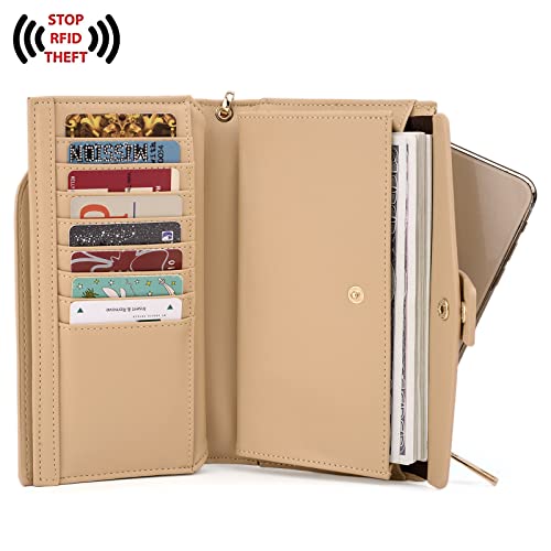 Image of UTO Wallet Women Vegan Leather Wristlet Snap Long Purse Credit Card Holder Elegant Clutch