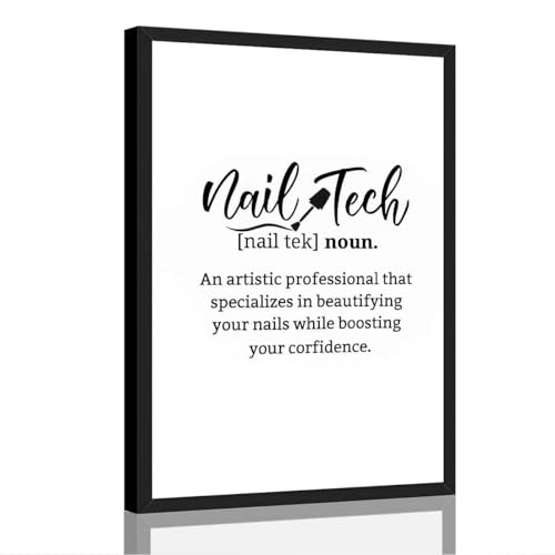 Framed Nail Tech Definition Poster Canvas Wall Art for Salon