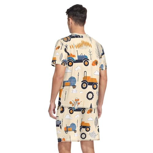 Pajama Set for Men, Short Sleeve Sleepwear with Pockets Modal Loungewear, S-XXL2