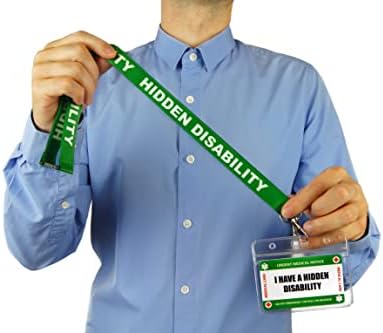 Hidden Disability Medical Alert Card, Medical Emergency Contact Card With Writable Panel and Patterned Lanyard. (Hidden Disability Card & Hidden Disability Green Lanyard)