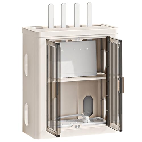 MNOIINM Caja Router Pared de 2 Capas Blanco, Estante de Almacenamiento de Enrutador WiFi para Decoración de Pared, Caja Ocultar Router WiFi Organizador de Cable para Casa y Oficina
