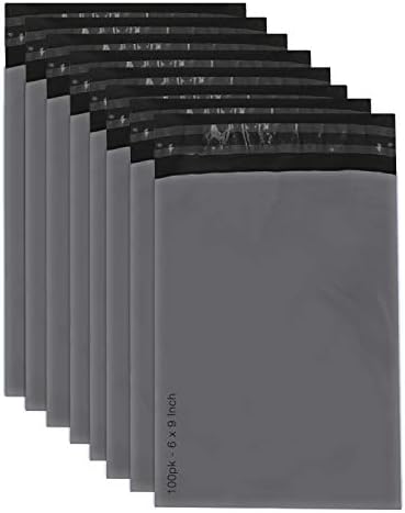 MERRIMEN Sealable Grey Mailing Bags Large - Pack of 25, 6 x 9 inch Large Postage Bags | Strong Poly Plastic Bags for Packaging, Parcel, and Postage Boxes | Waterproof Plastic Envelopes for Posting