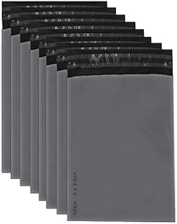 MERRIMEN Sealable Grey Mailing Bags Large - Pack of 25, 6 x 9 inch Large Postage Bags | Strong Poly Plastic Bags for Packaging, Parcel, and Postage Boxes | Waterproof Plastic Envelopes for Posting