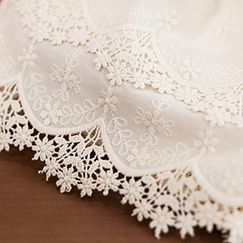 Lacely Inicia Cotton Lace Table Runner 12 × 50 Inch Embroidered For Easter Holiday Wedding Picnic Daily Dining Tables White Decor (Cotton, 12"×50" (31Cm×130Cm)) #TOP2