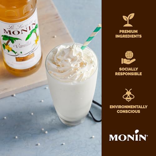 Monin - Vanilla Syrup | Pure & Rare Madagascar Vanilla, Premium Syrup for Coffee, Lattes & More | Clean Label with No Artificial Flavors, No Artificial Preservatives (BPA Free Bottle, 33.8 fl oz)