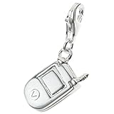 Dreambell 925 Sterling Silver Mobile Cellular Smart Phone Dangle Bead Pendant Clasp for European Lobster Clip On Charm Bracelets