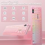 AULA F108 Pro Wireless Gaming Keyboard,Full Size Mechanical Keyboards with Display&Knob,2.4G/BT5.0/USB-C,Five Layers Filling,8000mAh,RGB,Creamy Sound,Hot Swappable Custom Keyboard (Pink) - Image 2