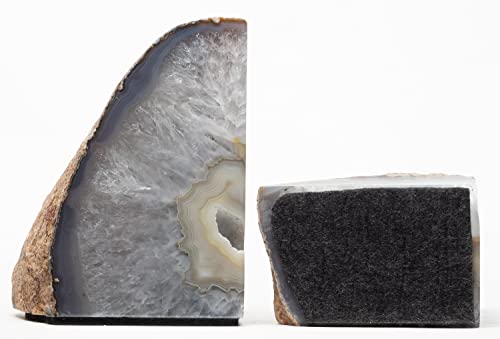 Desertusa Agate Bookends, Polished Geode Bookends, Crystal Bookends, Bookends Made Of Stone, Decorative Bookends, Home Décor (8 - 10 Lb, Natural) #TOP3