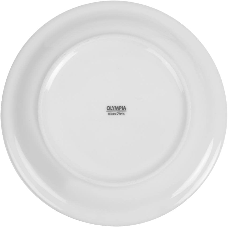 Olympia White Ware Narrow Rimmed Service Plates 202mm Porcelain 12pc
