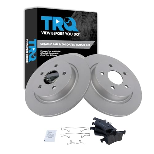 Image of TRQ Rear Brake Pad and Rotor Set Ceramic Coated Rotors Compatible with 2008-2013 Volvo C30 2006-2013 C70 2006-2011 S40 2006-2011 V50