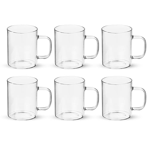 Image of Treo by Milton Borosilicate Vista Glass Tea Mug Set of 6, 220 ml Each, Transparent | Glass Tea Cups | Coffee Mug | Milk | Hot Chocolate | Latte | Cappuccino | Mocha | Espresso