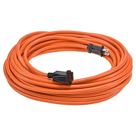 Clear Power 50 ft Outdoor Extension Cord 16/2 SJTW, 2-Prong Polarized Plug, Orange, Water & Weather Resistant, Flame Retardant, General Purpose Power Cord for Lawn & Garden DCOC-0188-DC