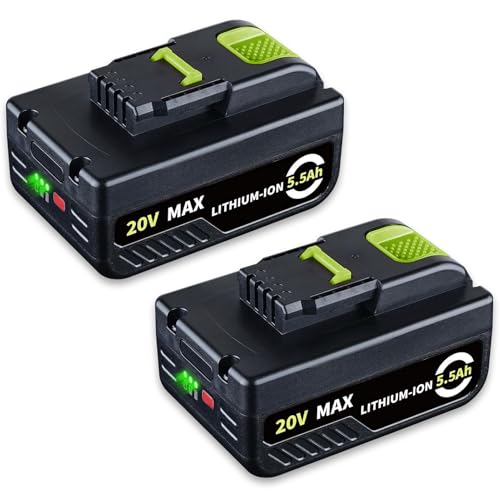2 Packs 5.5Ah 20V WA3551 Replacement for Worx Battery Compatible with Worx 20V Battery WA3551.1 WA3553 WA3556 WA3605 WA3641 WG629E WG546E Power Tools With LED Fuel Gauge