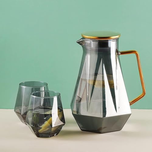 Image of Premium Black Water and Juice Glasses Set of 6 350ML and 1.5 Liter Water Jug 1 Piece,Transparent Glass and Jug Set for Dining Table,Party,Gift Set,All pourpse use (7 Piece) (MT-15)