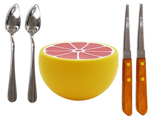 CONJUNTO DE GRAPEFRUIT - Duas colheres de toranja (2), faca de toranja com borda serrilhada (2) e pr