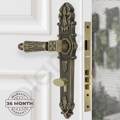 Image of Plantex Heavy-Duty Door Lock for Main Door /Mortise Locks Handle Set with 3 Years of Warranty By Plantex /Mortice Locks with 3 Keys, Brass Lock Body & Cylinder(657- Brass Antique)