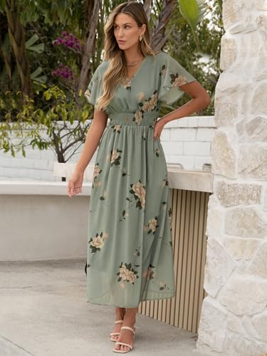 ANRABESS Womens Summer Floral Maxi Dress Casual V Neck Short Sleeve Chiffon Boho Flowy Beach 2025 Wedding Guest Long Dresses3