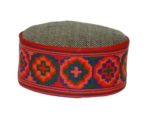 Image of Vastraa Fusion Himachali Topi for Men | Nepali Headwear | Traditional Kullu Cap | Pahadi Topi | Kashmiri Hat | Wool Handcrafted Ethnic Wear